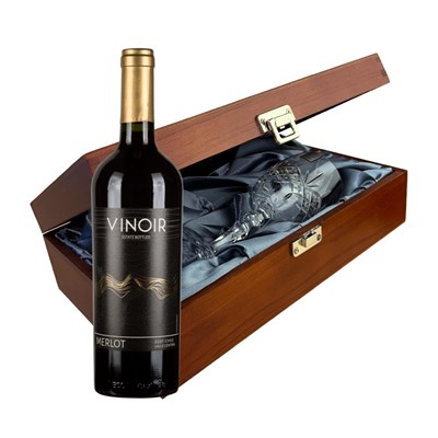 Vinoir Merlot 75cl Red Wine In Luxury Box With Royal Scot Wine Glass